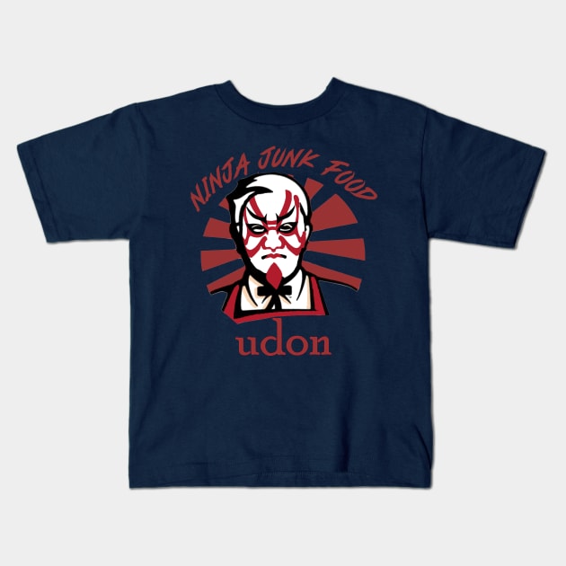 NINJA EAT UDON Kids T-Shirt by QinoDesign